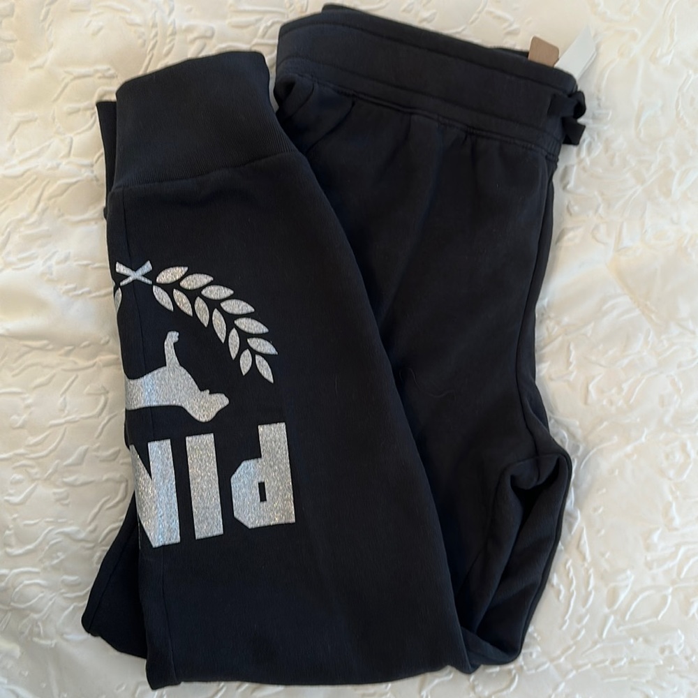 Pink Sweat Pants Black Large NWT